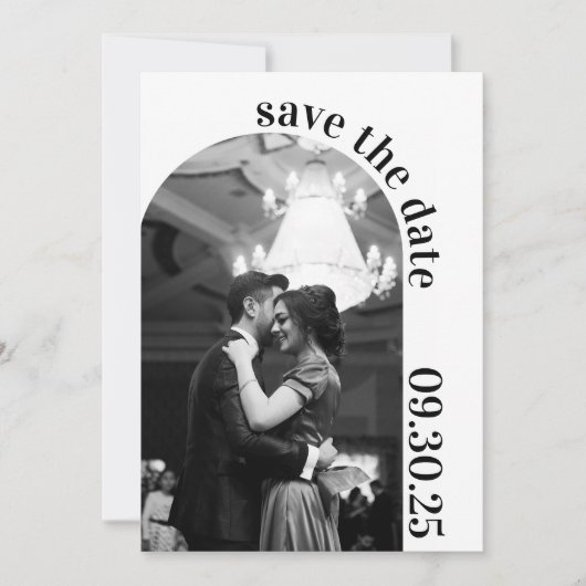 Save The Date Formal Simple Noir et Blanc Enregistrer la date (Devant)