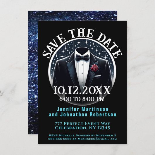 Save the date | Formel | Invitation Tuxedo (Devant / Derrière)