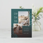Save The Date Formes Abstraites Marbre vert Turquoise Retour & 2 (Debout devant)