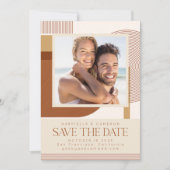 Save The Date Formes et Ligne Terracotta Photo Mariage Moderne (Devant)