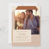 Save The Date Formes modernes Lignes en terre cuite Mariage phot (Devant)