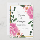 Save The Date Formulation formelle Fleurs roses et vertes Enregi (Devant)