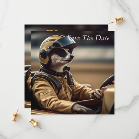 Save The Date Formule amusante : Pilote de course professionnel  (Devant/Arrière en situation)