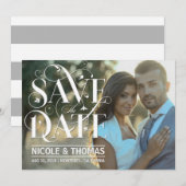 Save the Date Foto - Floral Flourish Typography (Voorkant / Achterkant)