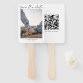 Save the Date Foto Minimal QR Code Script Handwaaier (Voorkant en achterkant)
