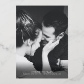 Save the Date Foto Moderne Plezier Script Echt Gou Folie Uitnodiging (Achterkant)