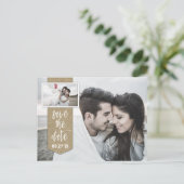 Save the Date Foto Rustieke Burlap Wedding Aankondigingskaart (Staand voorkant)