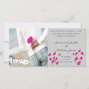 Save The Date Framboise Paisley & Gerbers sur Grey Enregistrer l