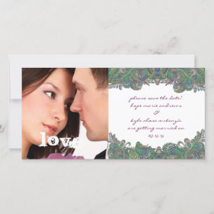 Save The Date Framboise Vintage Floral Économisez La Date Photo