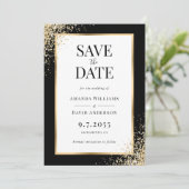 Save The Date Frame Black Gold Confetti Mariage élégant (Debout devant)