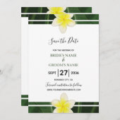 Save The Date Frangipani Jaune Plumeria Mariage Enregistrer La D (Devant / Derrière)