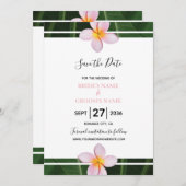 Save The Date Frangipani rose Plumeria Mariage Enregistrer La Da (Devant / Derrière)