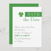 Save The Date Frappe & trèfle vert, mariage irlandais Enregistre (Devant / Derrière)