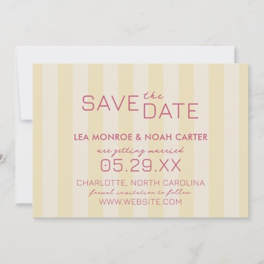 Save The Date Frappes preppy Citron Jaune SIMPLE (Devant)