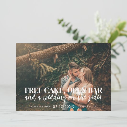 Save The Date Free Cake Open Bar Funny Mariage (Debout devant)