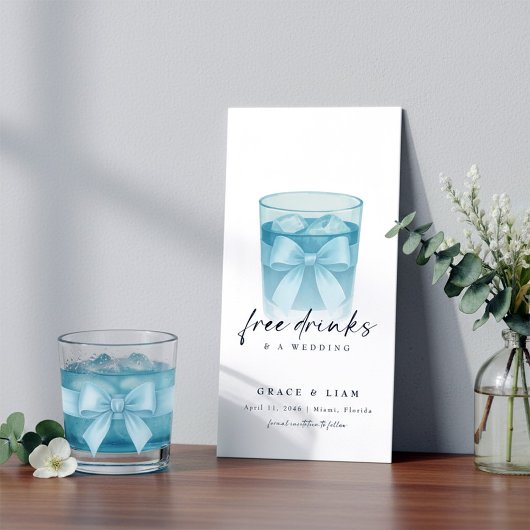 Save The Date Free Drinks Modern Bow Glass Trendy Bookmark