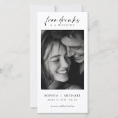 Save The Date Free Drinks Modern Romantic Photo Wedding (Devant)