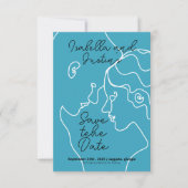 Save The Date Freehand linear drawing of a couple in love (Devant)