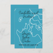 Save The Date Freehand linear drawing of a couple in love (Devant / Derrière)