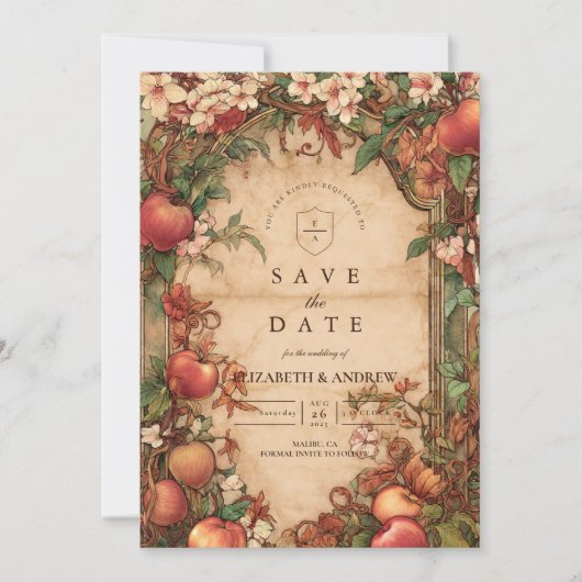 Save The Date Fresh Orchard Botanical Wedding (Devant)