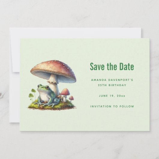 Save The Date Frog Under a Mushroom Cute Nature (Devant)
