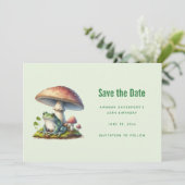 Save The Date Frog Under a Mushroom Cute Nature (Debout devant)