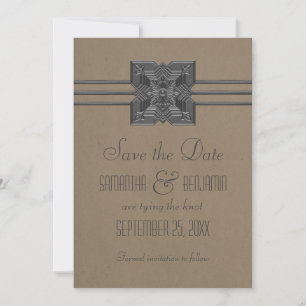Save The Date Frontière Mocha Medallion Enregistrer la date Invi