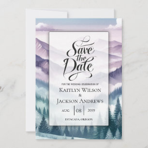 Save The Date Frost de lavande dans le Mariage de la Mist alpine