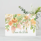 Save The Date Fruits et fleurs de jardin à l'aquarelle (Debout devant)