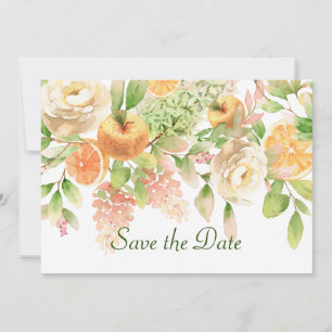 Save The Date Fruits et fleurs de jardin à l'aquarelle