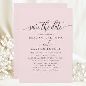 Save The Date Fuchsia Élégant Calligraphie Enregistrer La Date