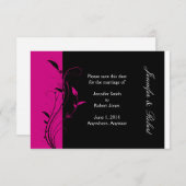Save The Date Fuchsia et Noir Mariage Sauvez la date (Devant / Derrière)