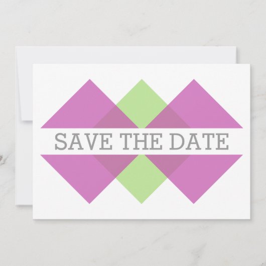 Save The Date Fuchsia Green Geometry Triad Enregistrer la date I (Devant)
