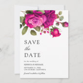 Save The Date Fuchsia Hot Pink Roses Photo Collage Wedding (Devant)