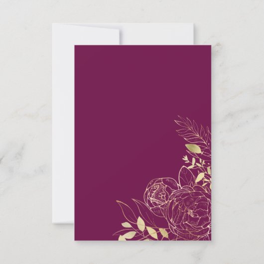 Save The Date Fuchsia Pink & Gold Peony Mariage Floral moderne (Dos)