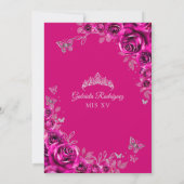 Save The Date Fuchsia Rose Argent Fleur Quinceanera (Dos)