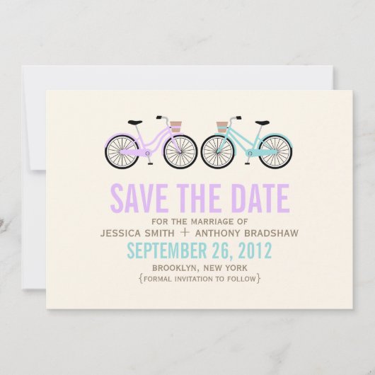 Save The Date Fun Bicycles Mariage Enregistrer la date (Devant)