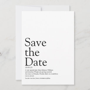 Save The Date Fun Black and White Enregistrer la définition de d