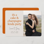 Save The Date Fun Bold Typographie Burange Orange Mariage (Devant / Derrière)