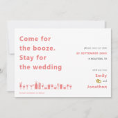 Save The Date Fun Come for Booze Stay for Mariage Coral (Devant)