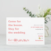 Save The Date Fun Come for Booze Stay for Mariage Coral (Debout devant)