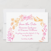 Save The Date Fun Mains Whimsical Tirée Rose Orange Floral (Devant)