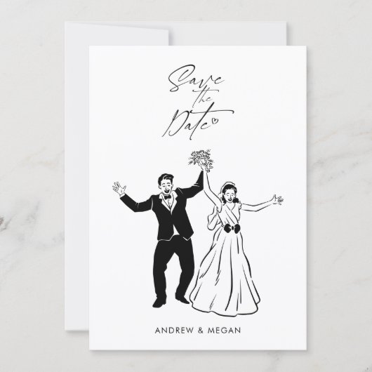 Save The Date Fun mariage mignon couple (Devant)