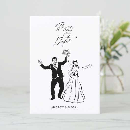 Save The Date Fun mariage mignon couple (Debout devant)