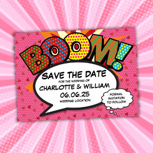 Save The Date Fun Retro Comic Book Wedding Enregistrer la date