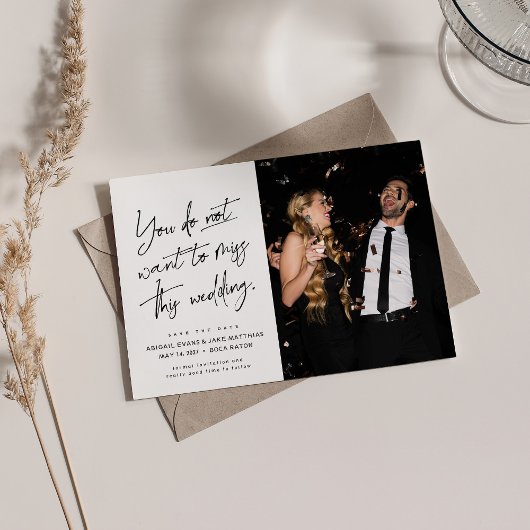 Save The Date Fun tendance noir blanc blanc deux photo