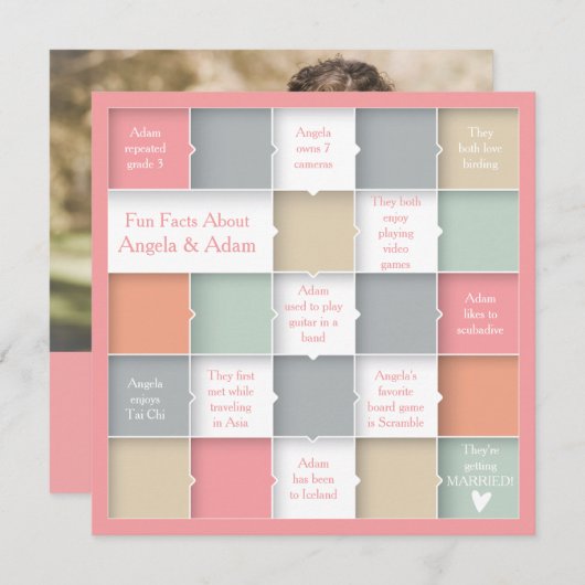 Save The Date Fun Whimsical Infographie Photo Enregistrer la dat (Devant / Derrière)