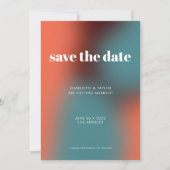 Save The Date Funky Retro Turquoise Orange Gradient Mariage (Devant)