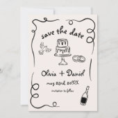 Save The Date Funky Whimsical main tiré Mariage (Devant)