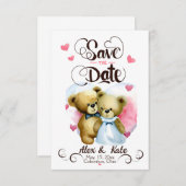 Save The Date Funny Bear Couple Mariage (Devant / Derrière)